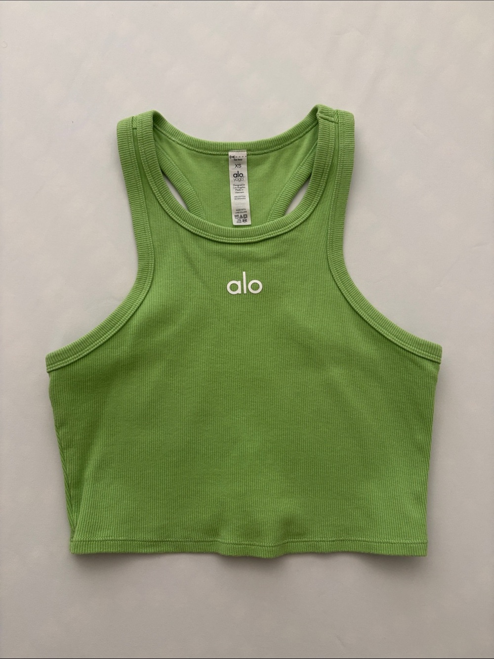 ALO Yoga Lime Green Ribbed Racerback Crop Tank